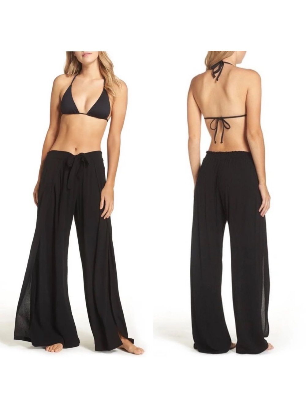 Becca Wide Leg Modern Muse Swim Cover Up Flyaway Pants Size S Tropical Boho